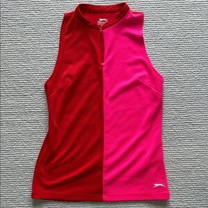 Slazenger Women's Zip Front Dual-Tone Red and Pink Tank Top
